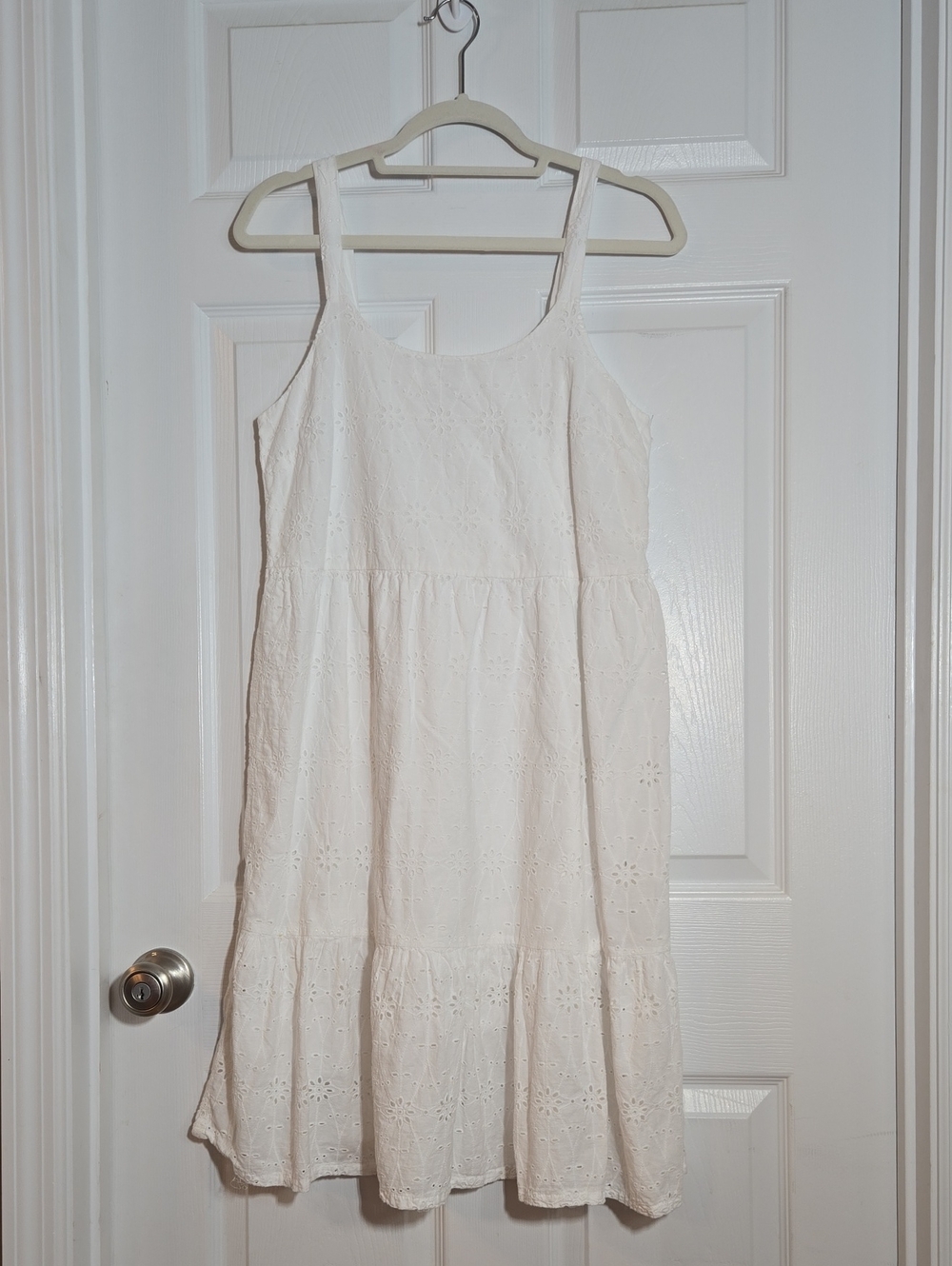 Lucky Brand White Eyelet Sleeveless Midi Dress Size Small New